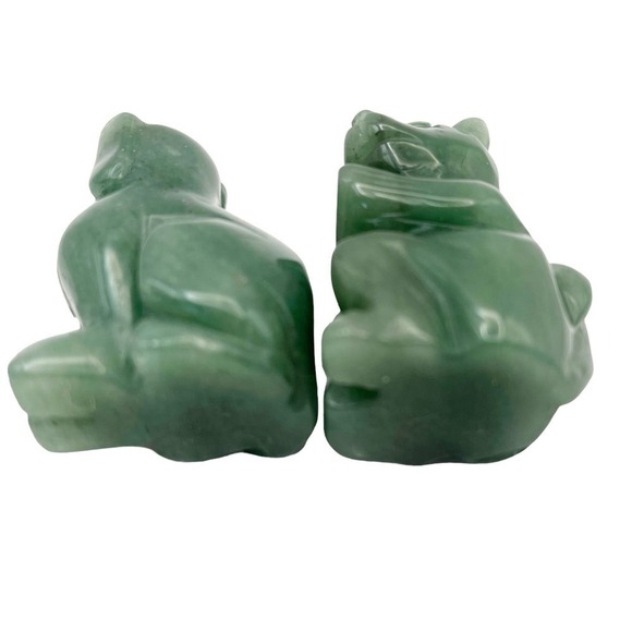 Set of 2 Polished Stone Bear Dog Figurines Sitting Green Mini Size 2 in Tall - Picture 9 of 12